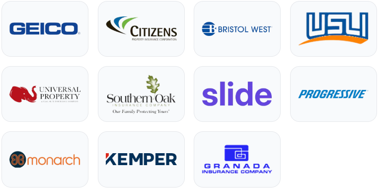 Logos of the admitted insurance carriers 3A Allied Insurance partners with to offer Florida Insurance Solutions.